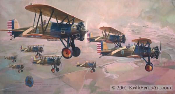 "Pursuit Section Instructors"-Keith Ferris-P-12 43rd Pursuit Squadron Art